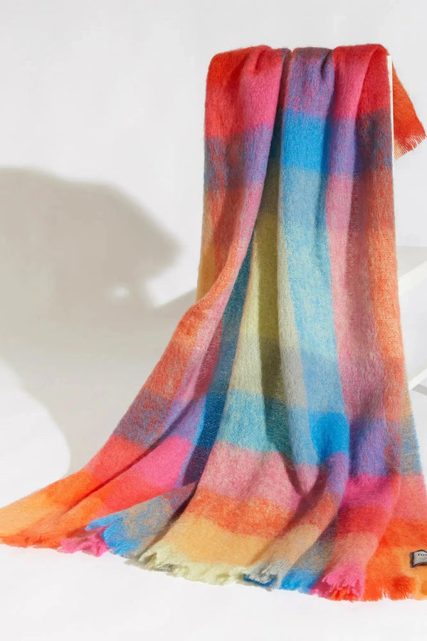 Color Block Luxuriously Soft Irish Mohair Throw - L'Atelier Global