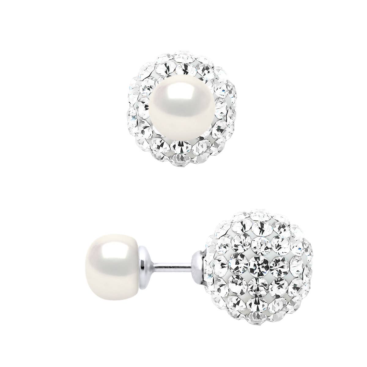 Crystal Freshwater Pearl Luster Reversible Earrings - L'Atelier Global