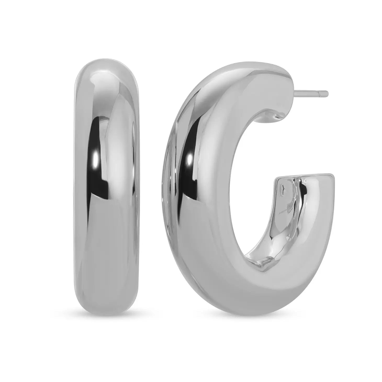 Downtown Minimalist Silver Hoops on a white background - L'Atelier Global