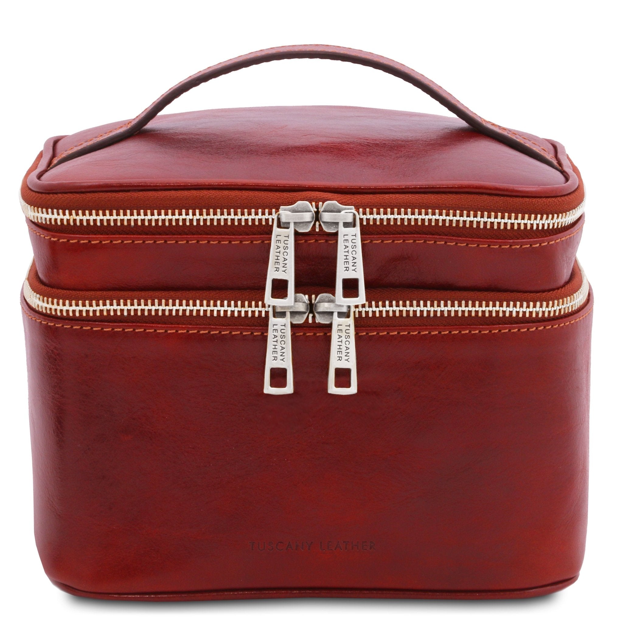 Eliot Leather Toilet Bag Red on a white background - L'Atelier Global