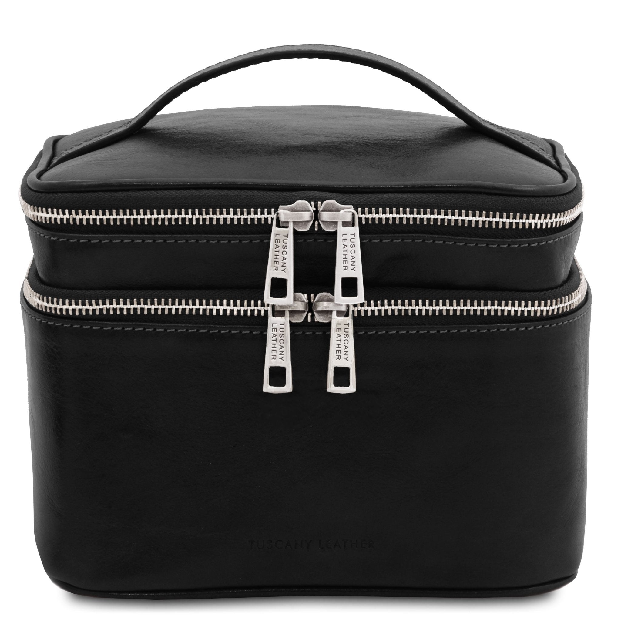 Eliot Leather Toilet Bag Black on a white background - L'Atelier Global