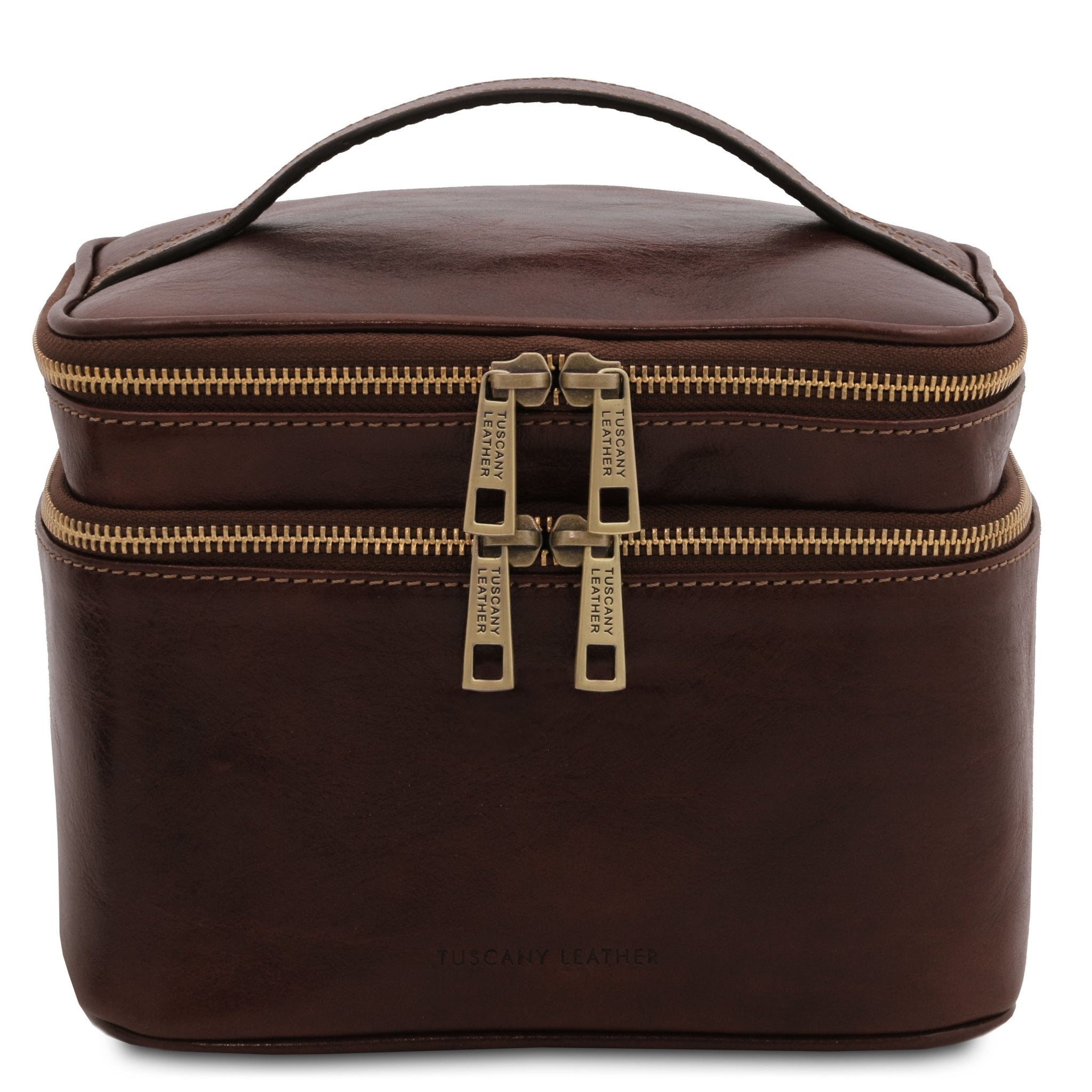 Eliot Leather Toilet Bag Dark Brown on a white background - L'Atelier Global - L'Atelier Global