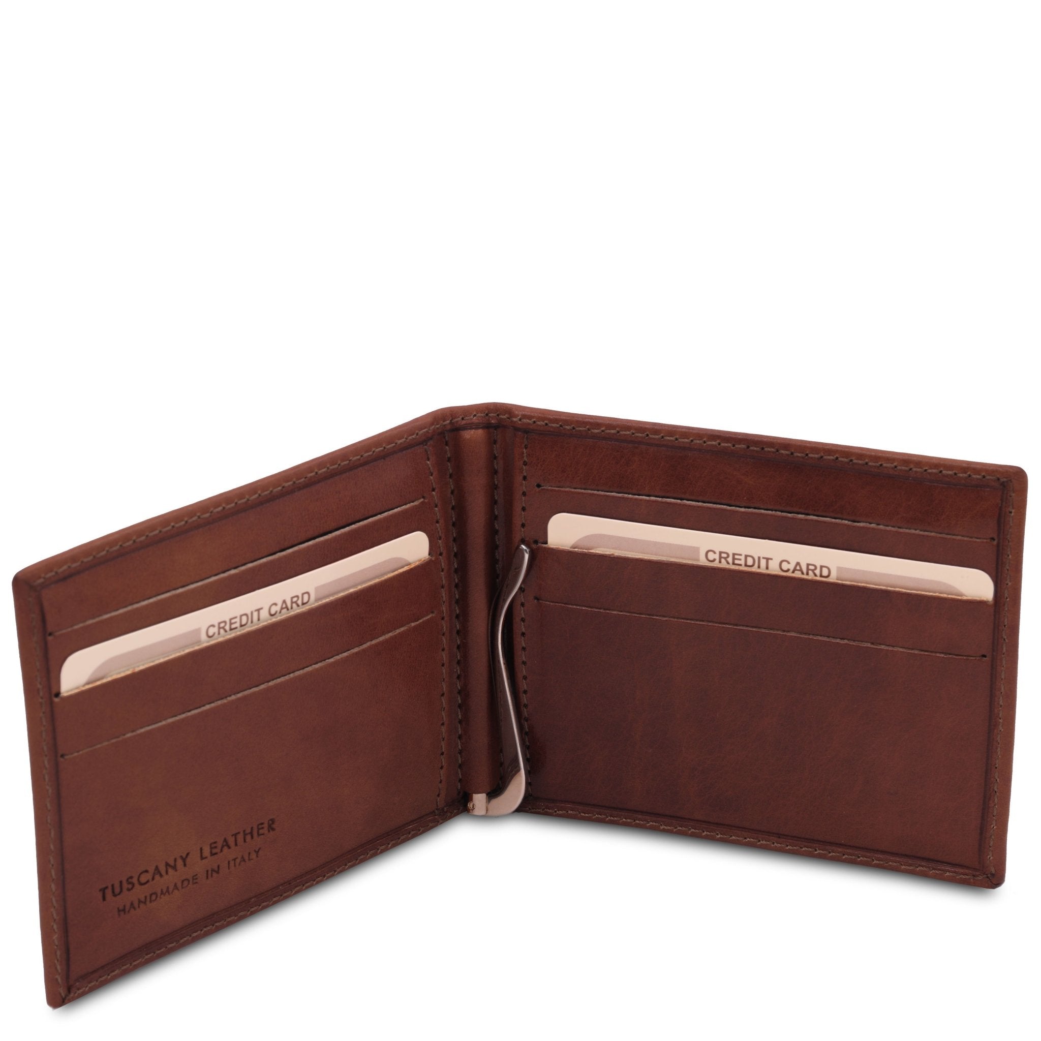Exclusive leather card holder with money clip Brown Exclusive leather card holder with money clip Brown