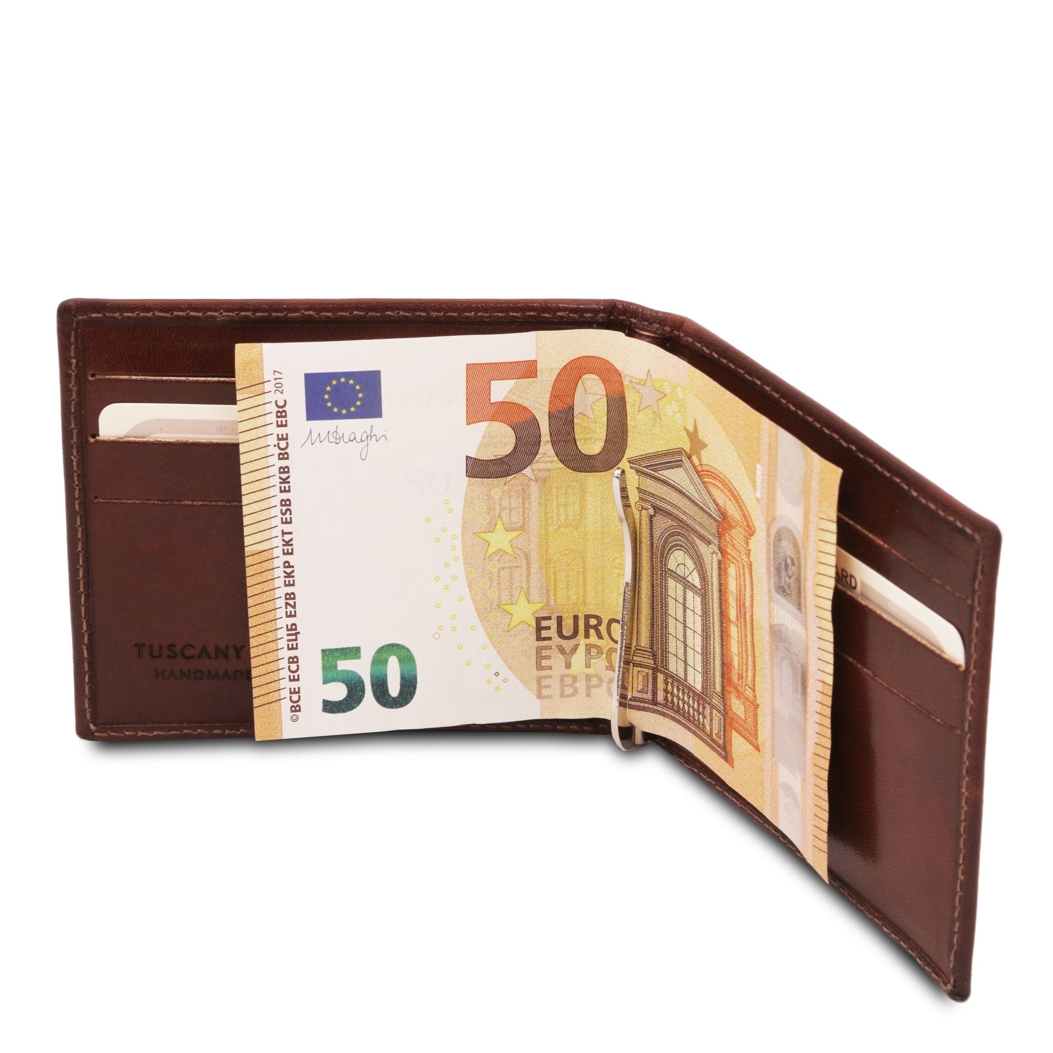 Exclusive leather card holder with money clip Brown Exclusive leather card holder with money clip Brown