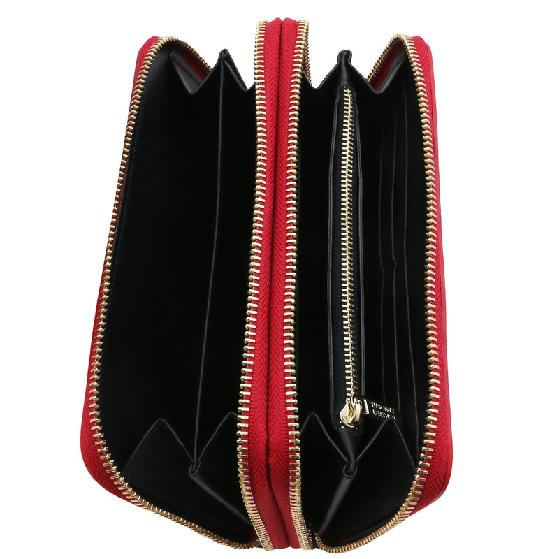 Gaia Double Zip Around Soft Italian Leather Wallet - L'Atelier Global
