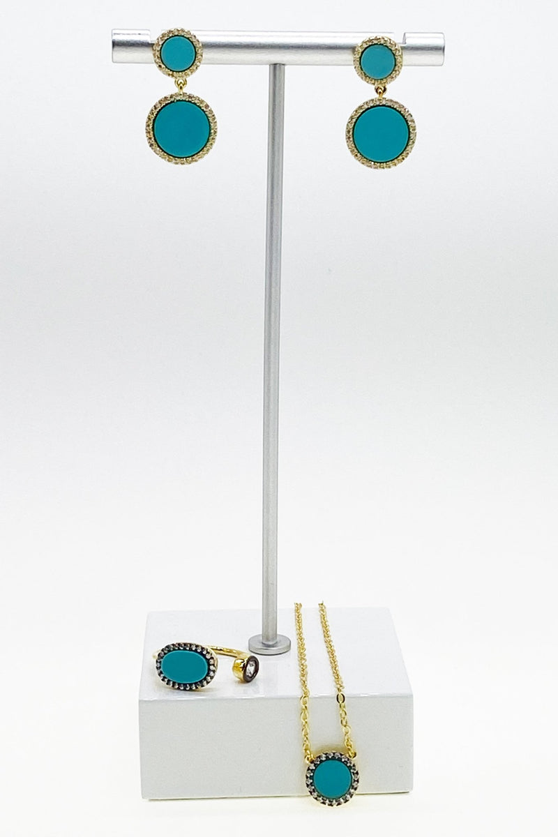Gold and Turquoise Drop Earrings - L'Atelier Global