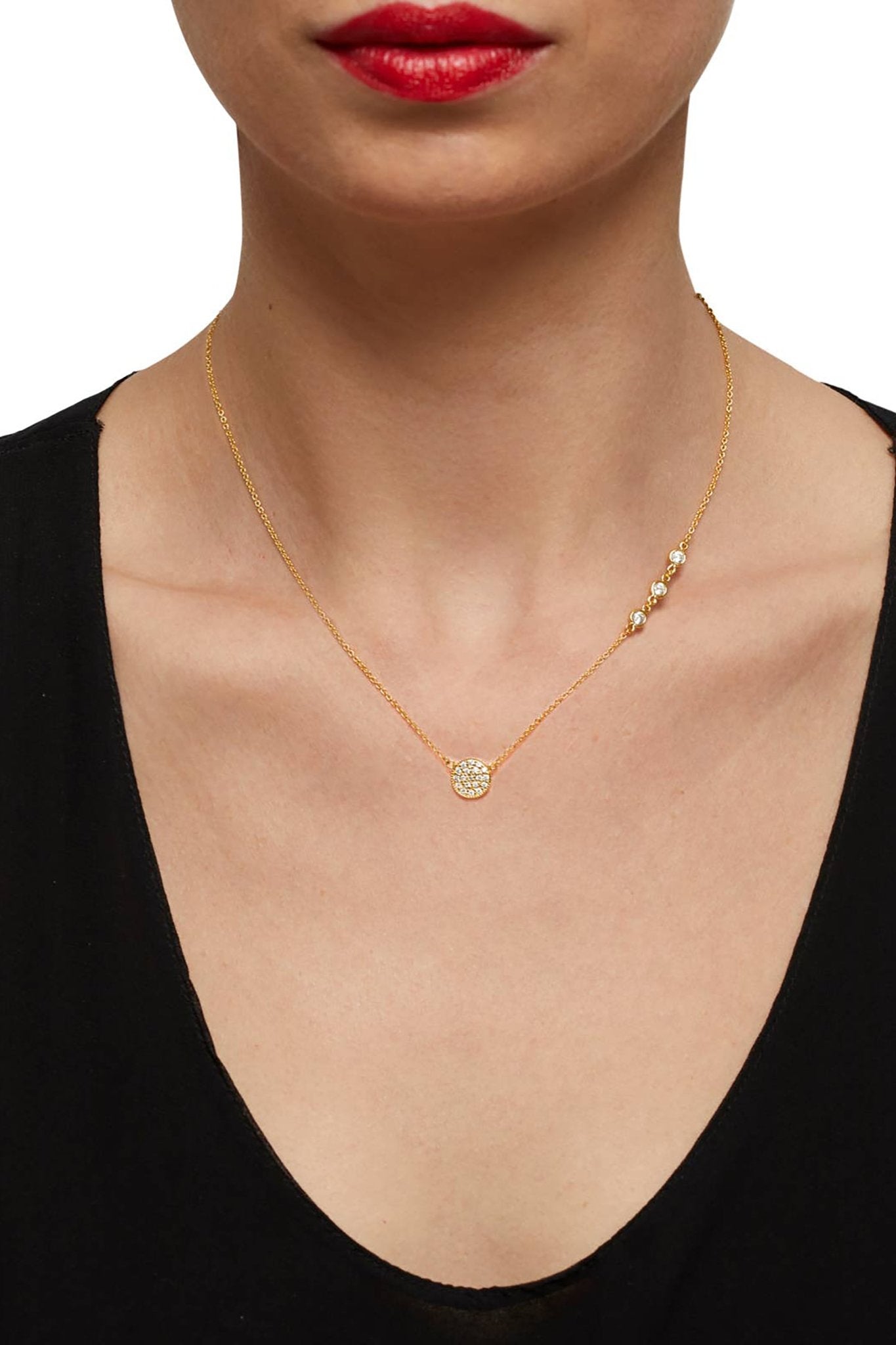 Gold Pave Necklace on model  - L'Atelier Global