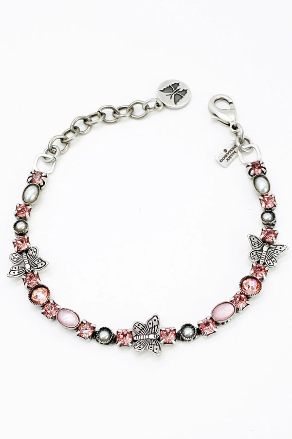 Graceful Pink Butterfly Pearl and Swarovski Crystal Bracelet - L'Atelier Global