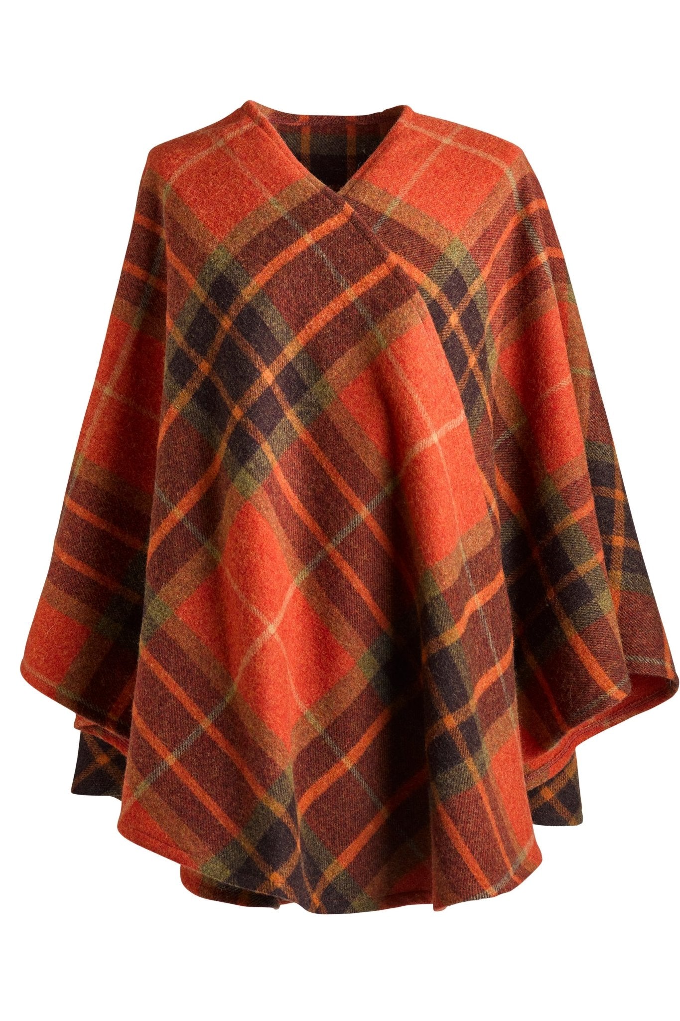 Harvest Tartan Ruana Wrap wrapped on a white background- L'Atelier Global