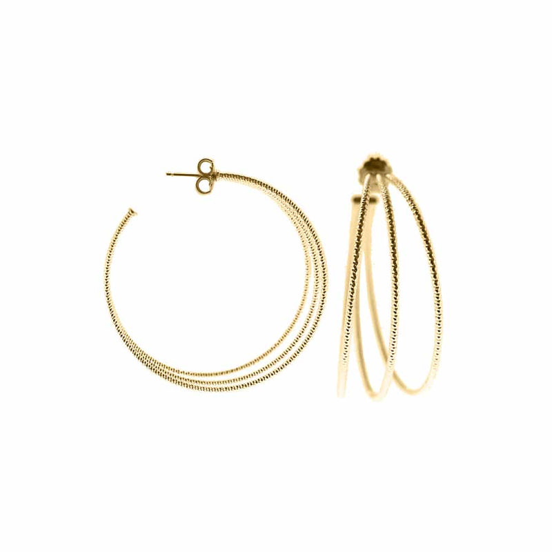 Helena Triple Ring Gold Vermeil Hoop Earrings - L'Atelier Global