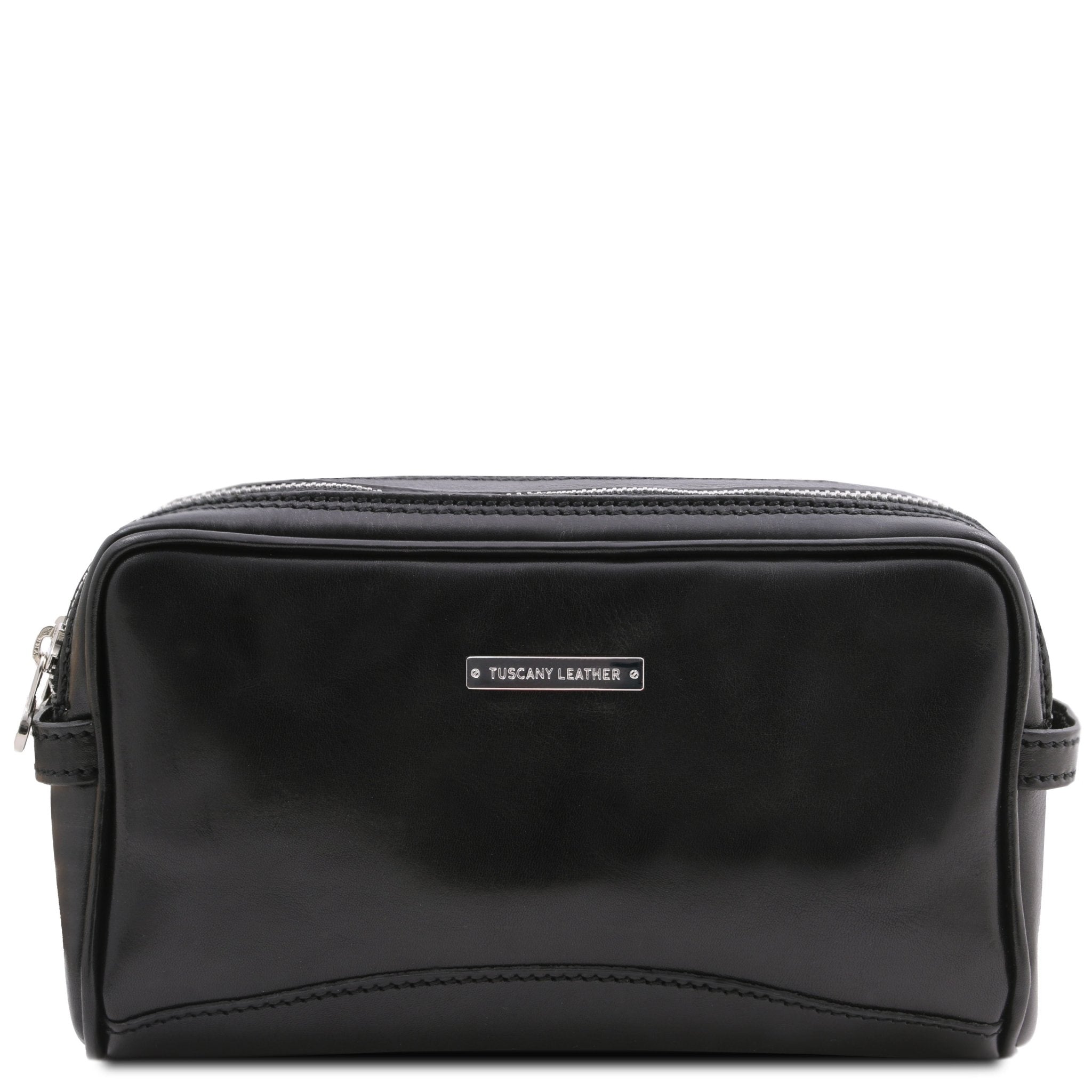 Igor Leather Toilet Bag in Black on white space - L'Atelier Global