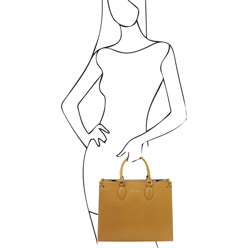 Iside Leather Business Tote Bag - L'Atelier Global