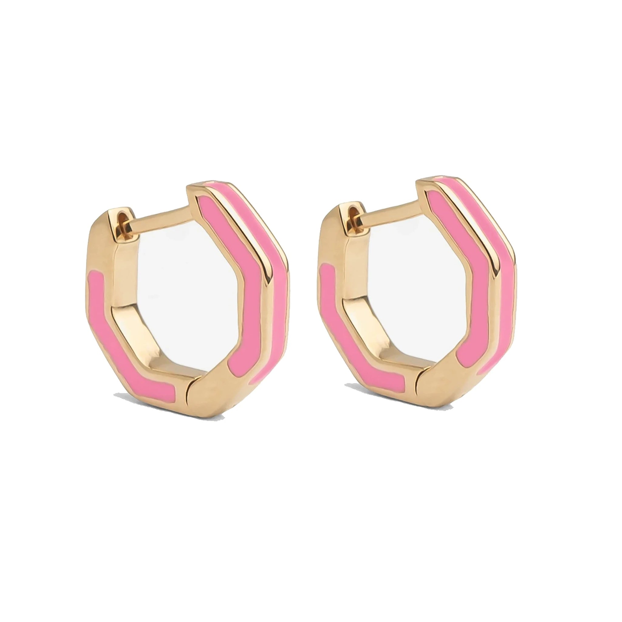 Isoa Mini Hoop Earrings in Pink on a white background - L'Atelier Global