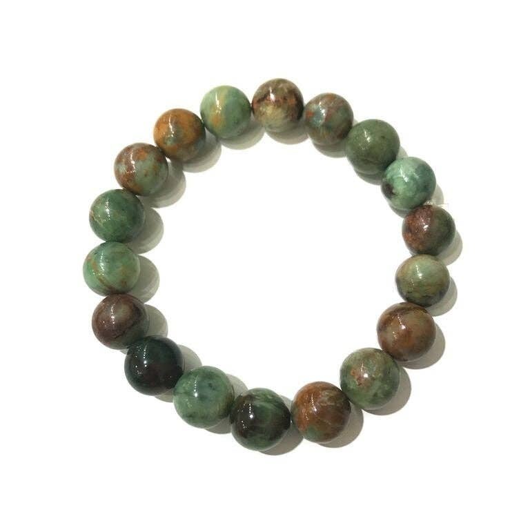 Jasper Natural Gemstone Stretch Bracelet ona white background showing the earthy marbled hues - L'Atelier Global
