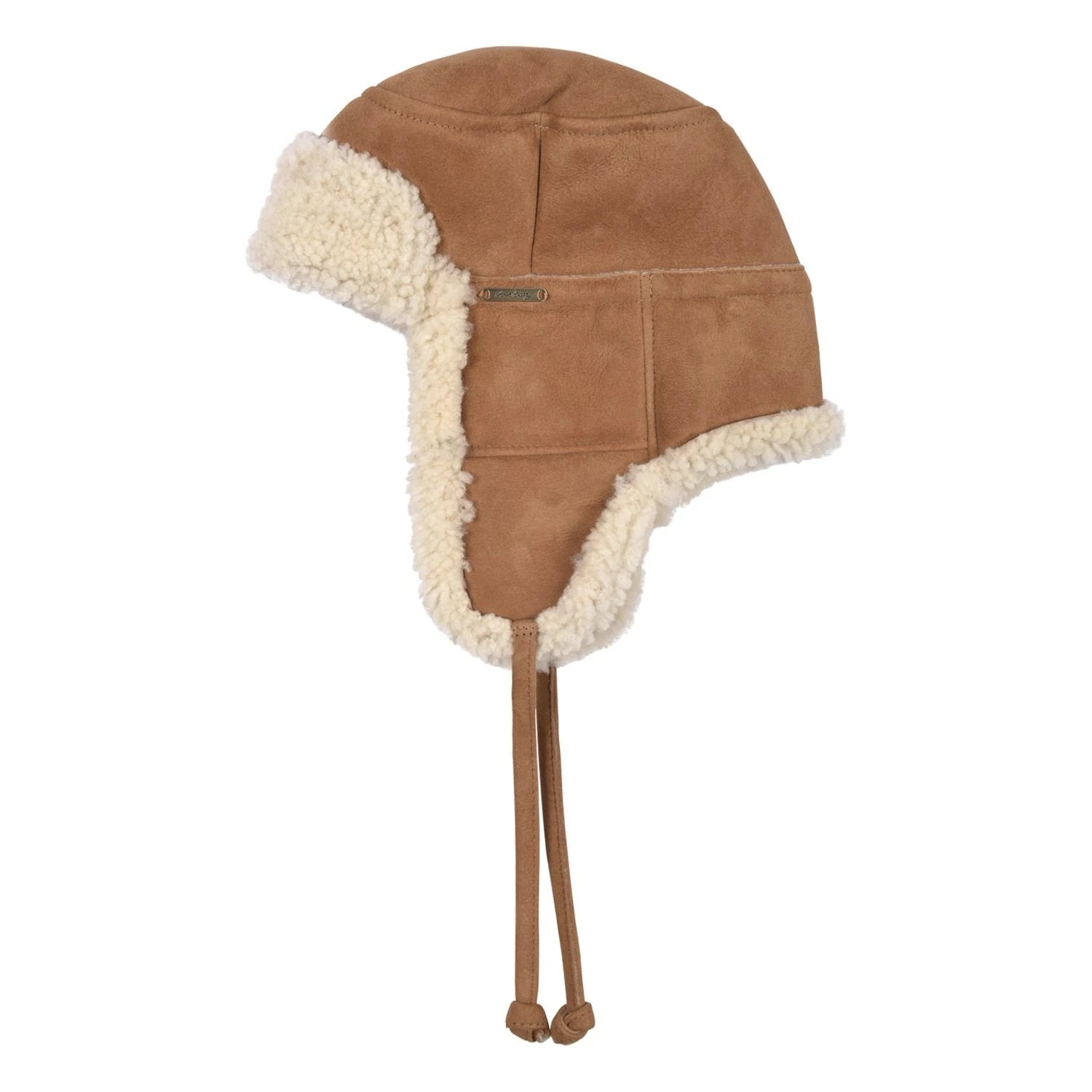 Kent Classic Sheepskin Trapper Hat in brandy - side view of hat on a white background - L'Atelier Global