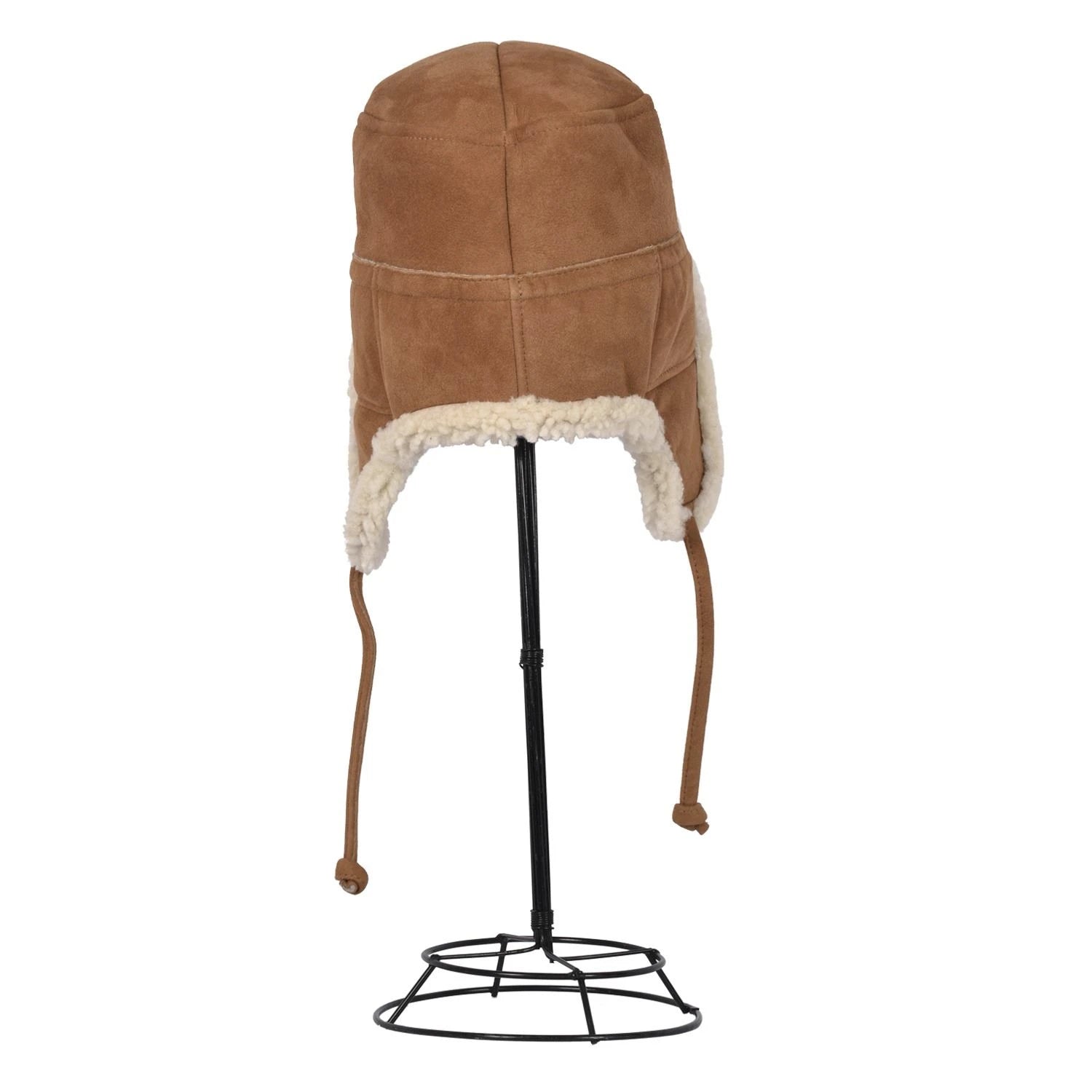 Kent Classic Sheepskin Trapper Hat  in brandy -on a metal bust form on white background - L'Atelier Global