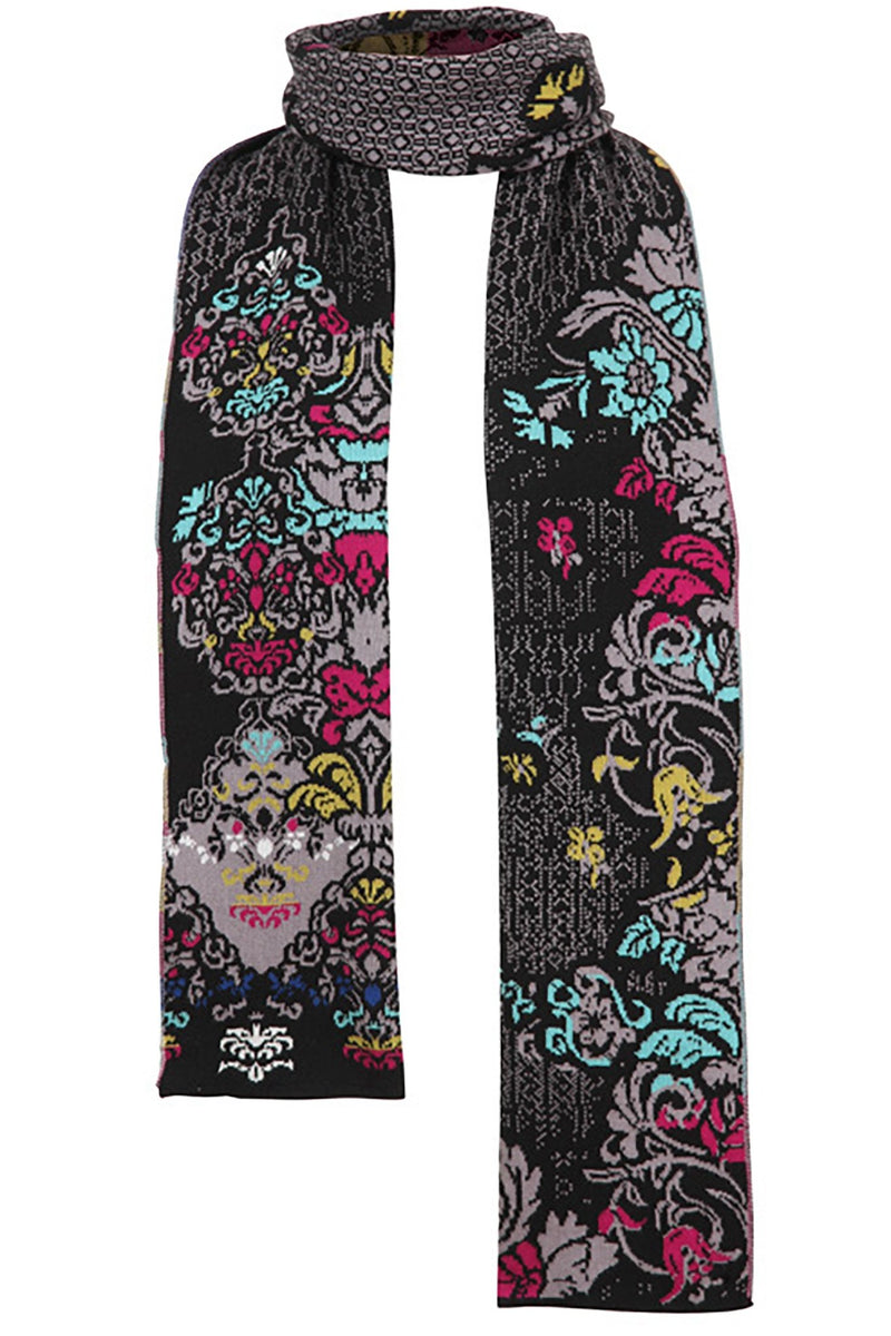 Lily of The Valley Serbian Merino Reversible Scarf in Black - L'Atelier Global