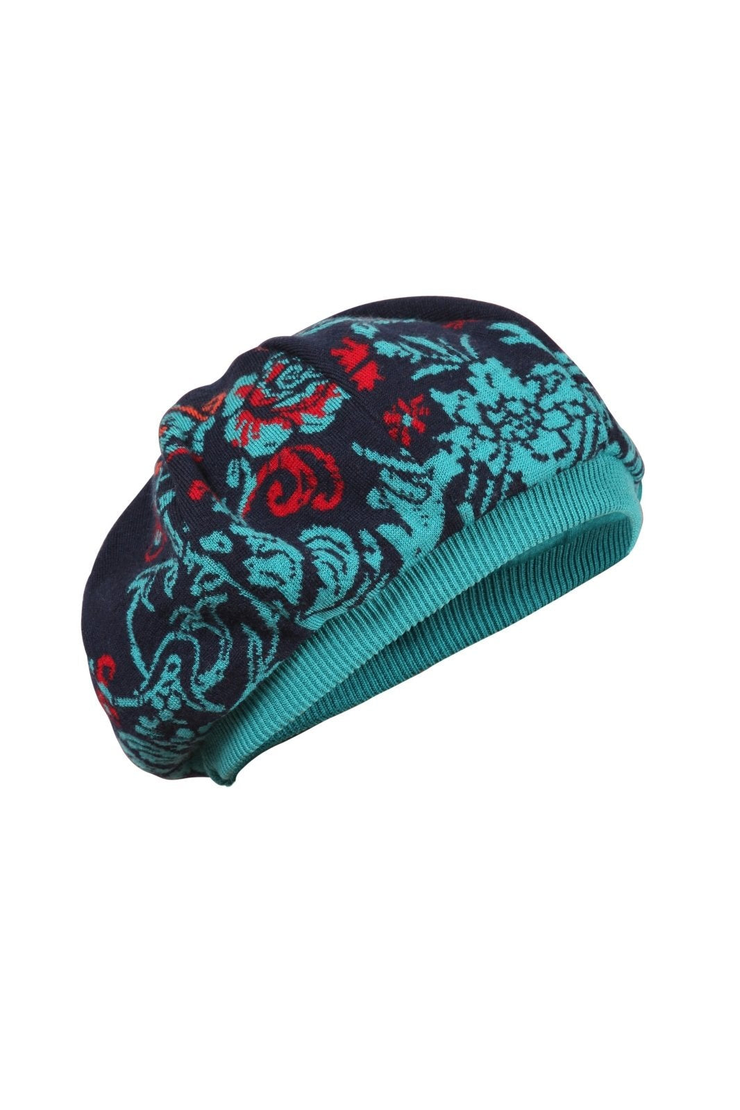 Lily of The Valley Serbian Merino Wool Hat in Blue om a white background