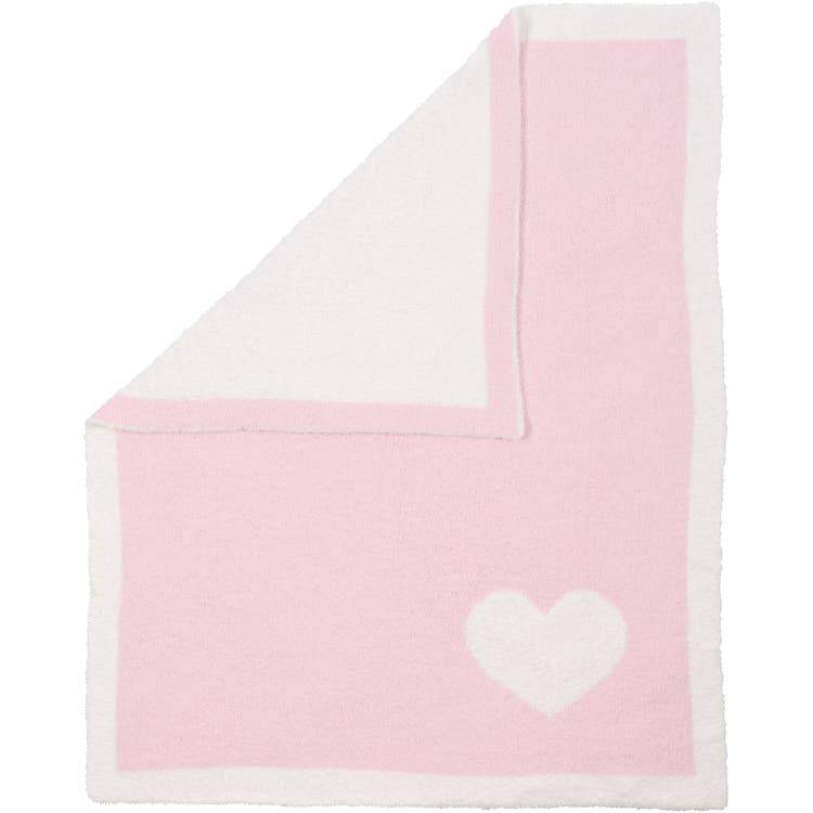 Luxe Reversible Heart Baby Blanket pink side on a white background - L'Atelier Global