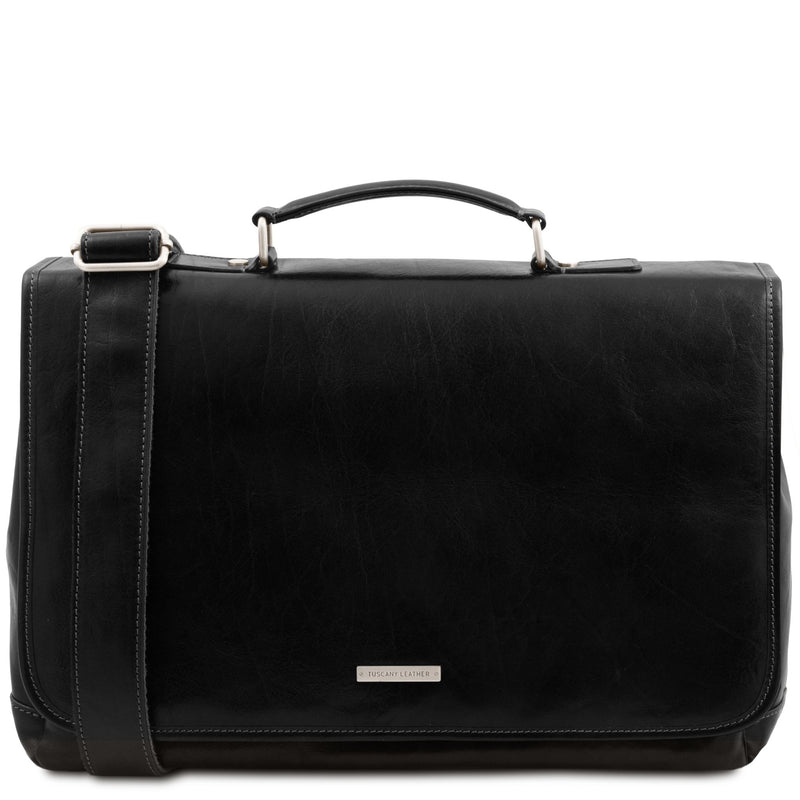 Mantova Leather Multi Compartment TL SMART Briefcase With Flap - L'Atelier Global