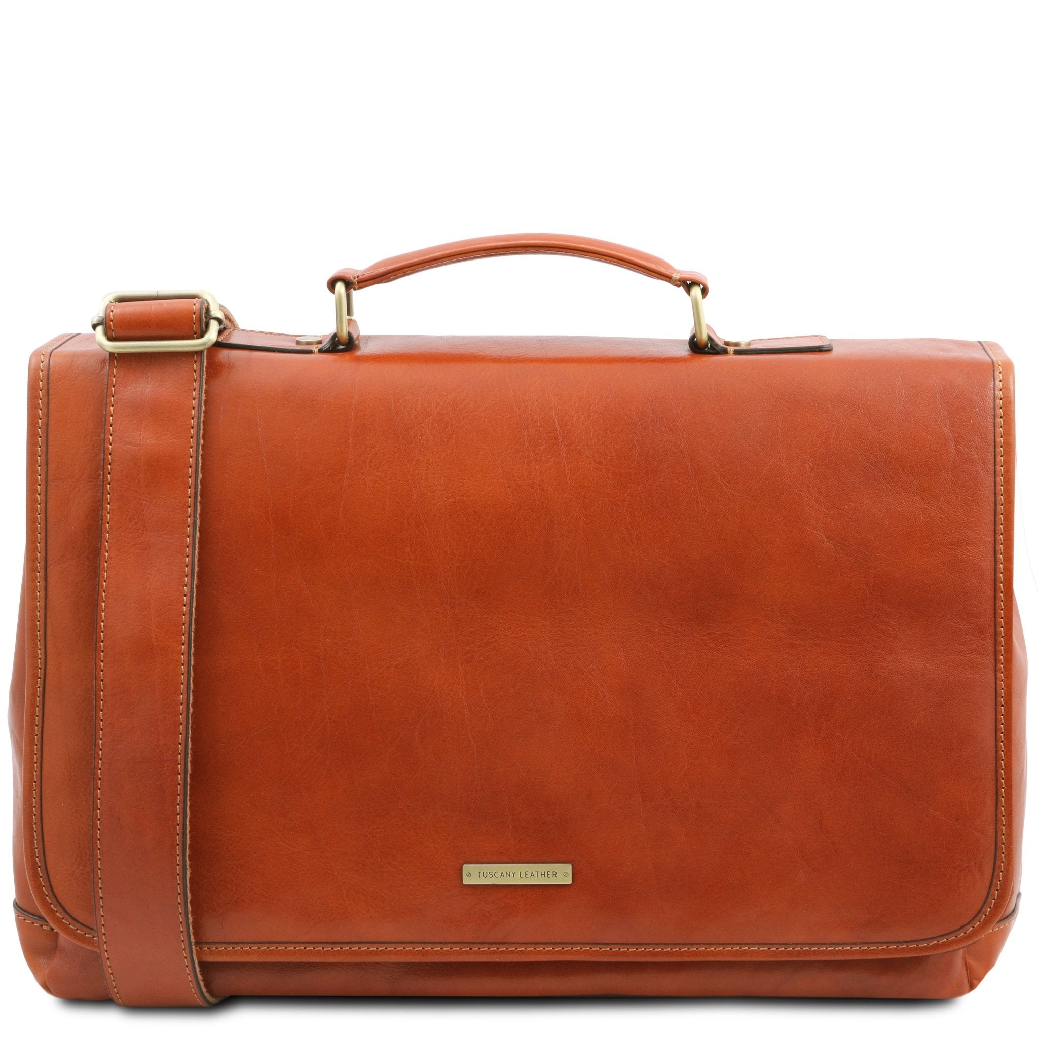 Mantova Leather Multi Compartment TL SMART Briefcase With Flap - L'Atelier Global