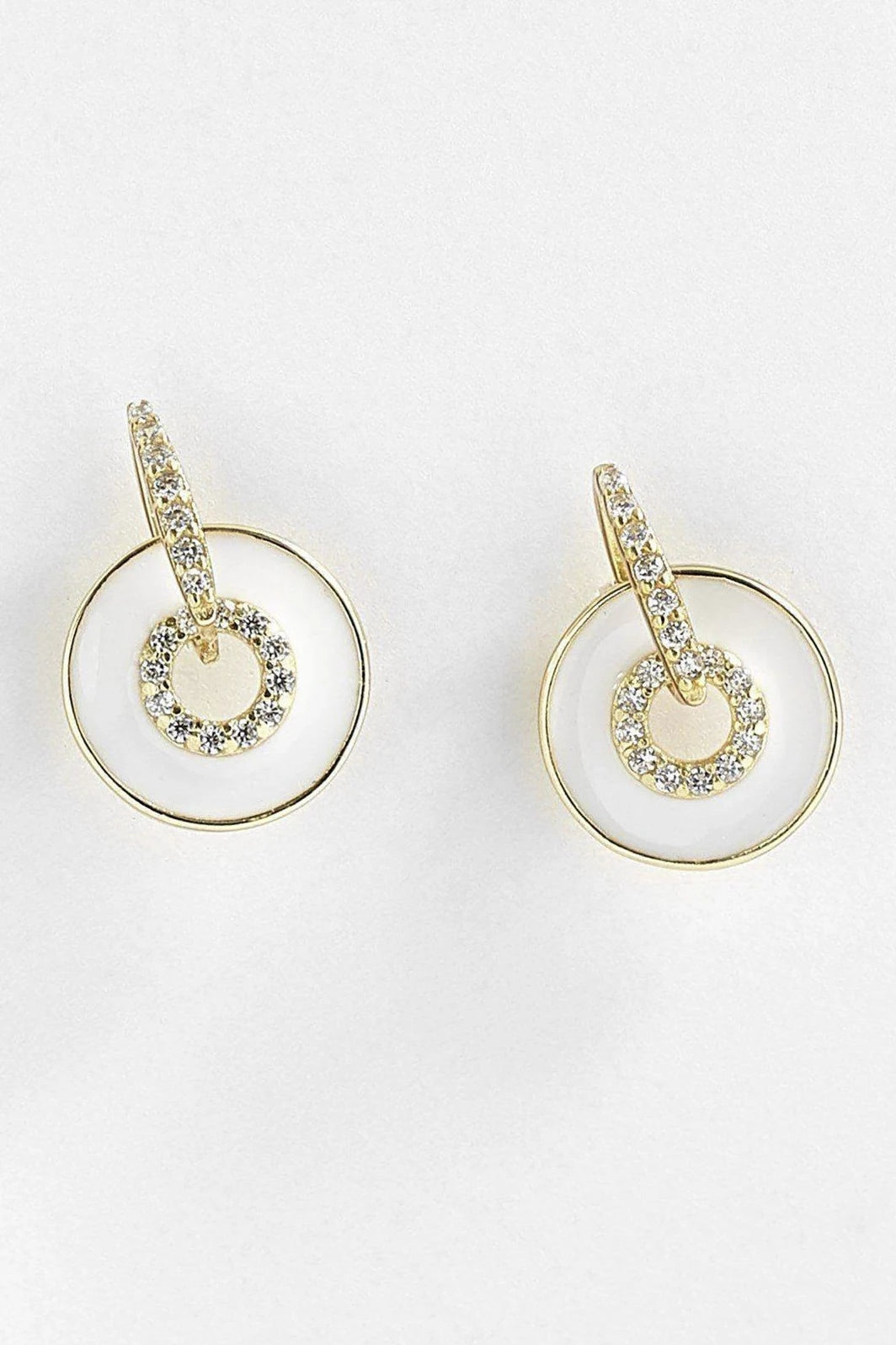 Medallion Gold Enamel Stud Earrings on a white background - L'Atelier Global