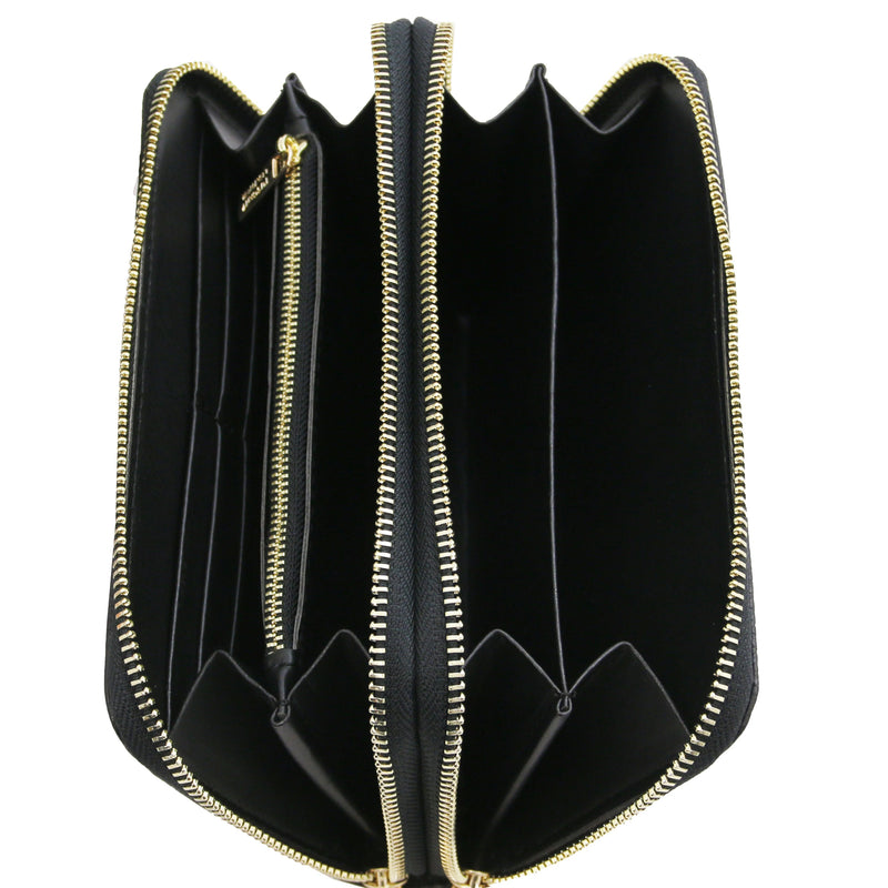 Mira Double Zip Around Italian Leather Wallet - L'Atelier Global