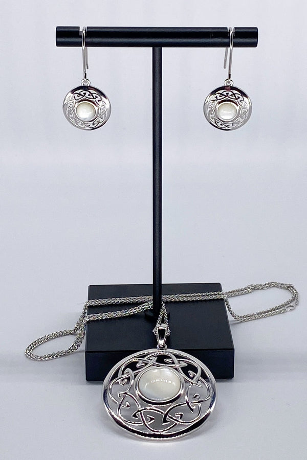 Mother of Pearl Trinity Silver Swirl Earrings - L'Atelier Global