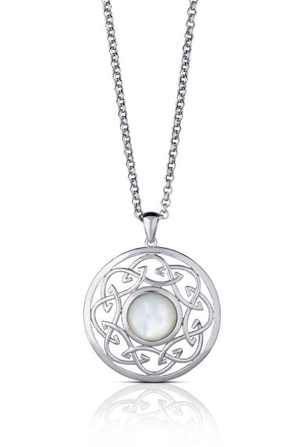 Mother of Pearl Trinity Silver Swirl Necklace - L'Atelier Global