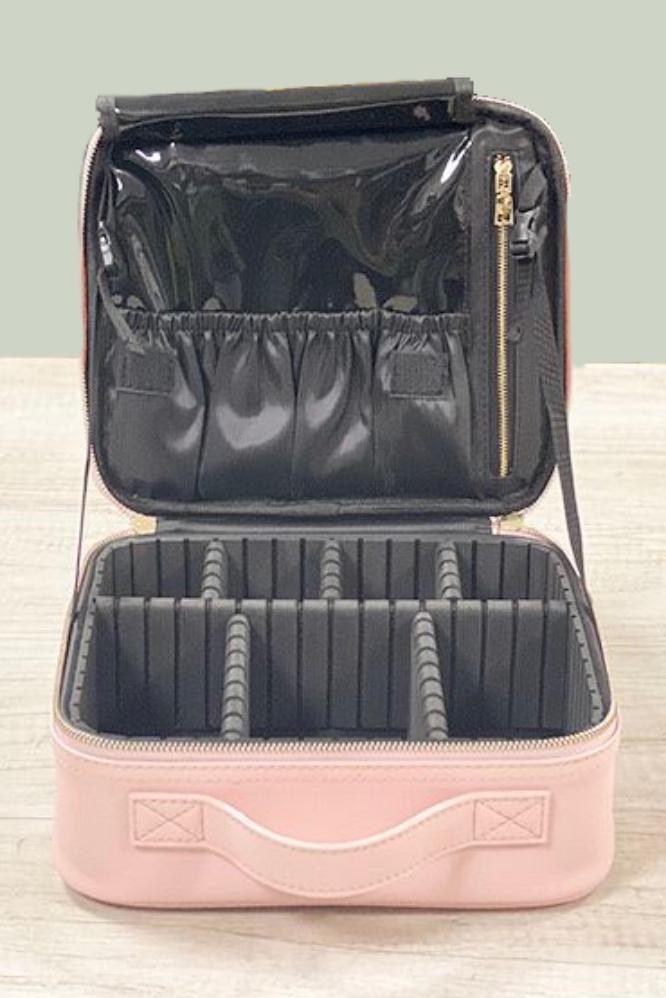 Interior View of the Pink On The Go Cosmetic Travel Case - L'Atelier Global