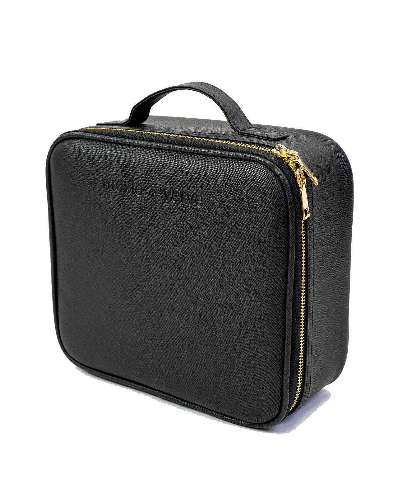 Side View of the Black On The Go Cosmetic Travel Case on a white background - L'Atelier Global