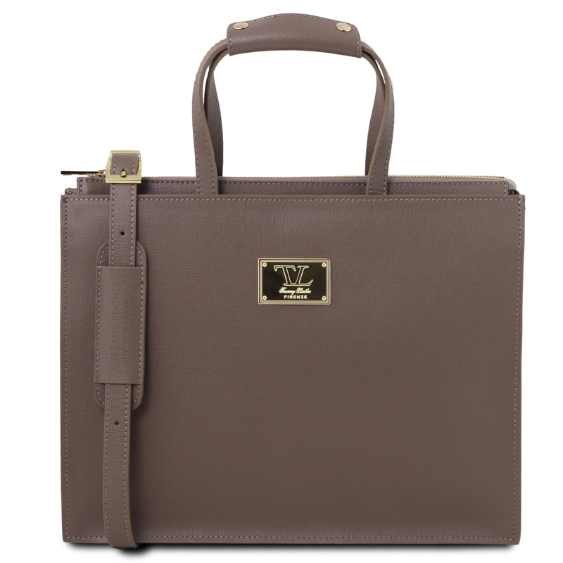 Palermo Saffiano Leather Briefcase 3 Compartments for Women - L'Atelier Global