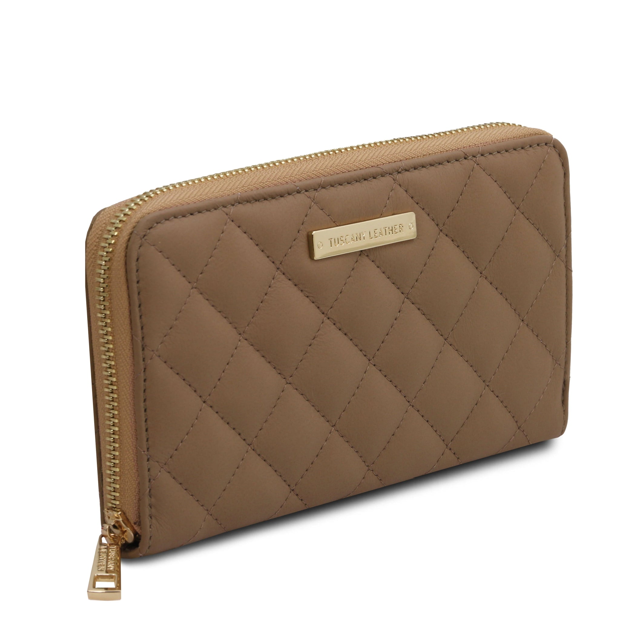 Front side view Penelope Exclusive Zip light taupe on a white background 