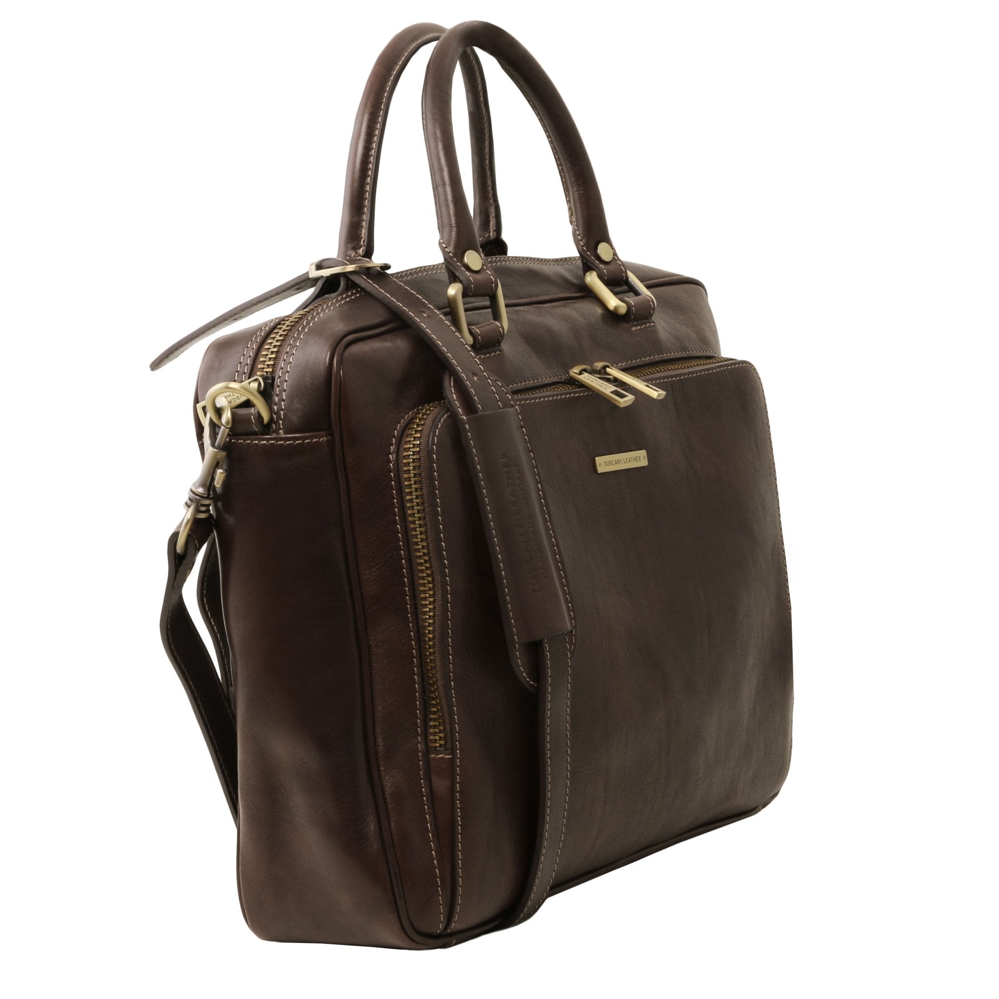 Pisa Leather Laptop Briefcase with Front Pocket - L'Atelier Global