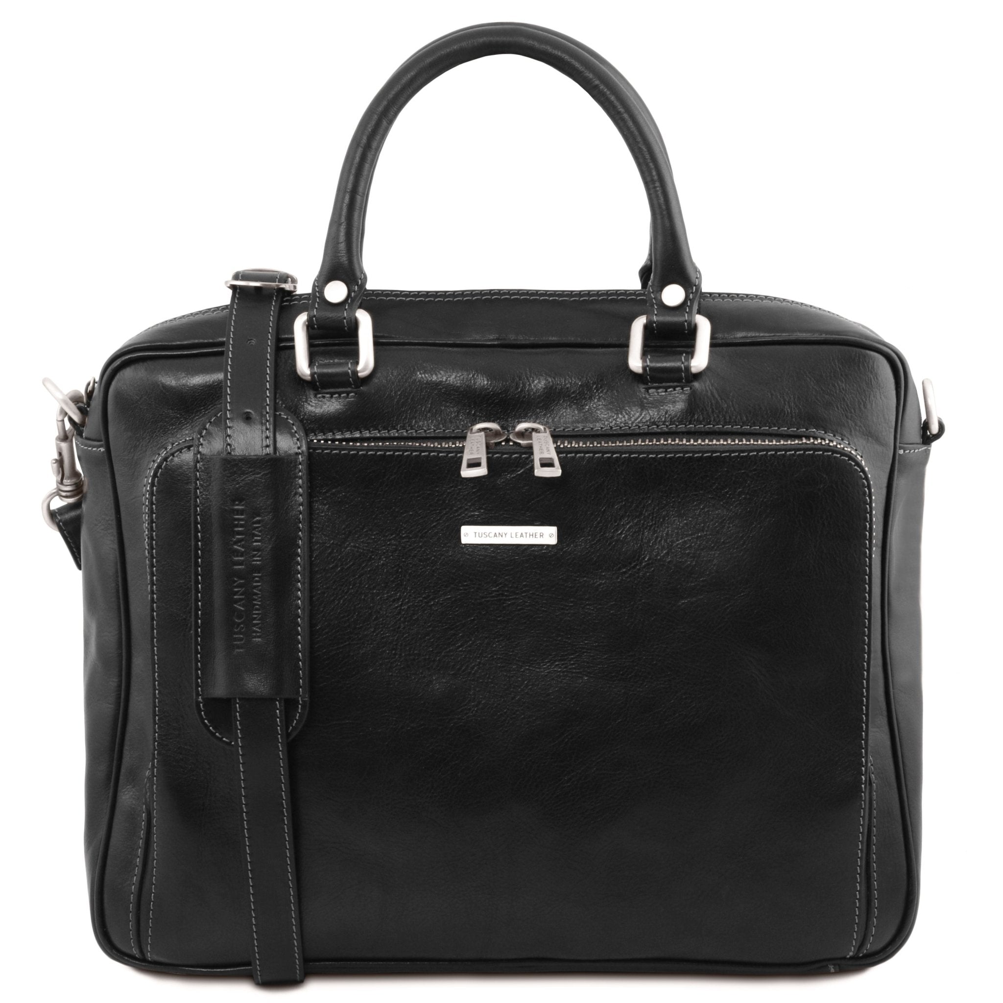 Pisa Leather Laptop Briefcase with Front Pocket - L'Atelier Global