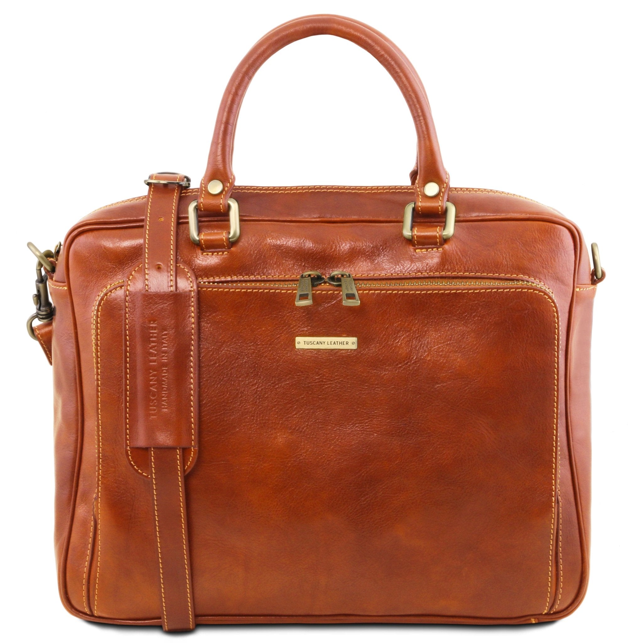 Pisa Leather Laptop Briefcase with Front Pocket - L'Atelier Global