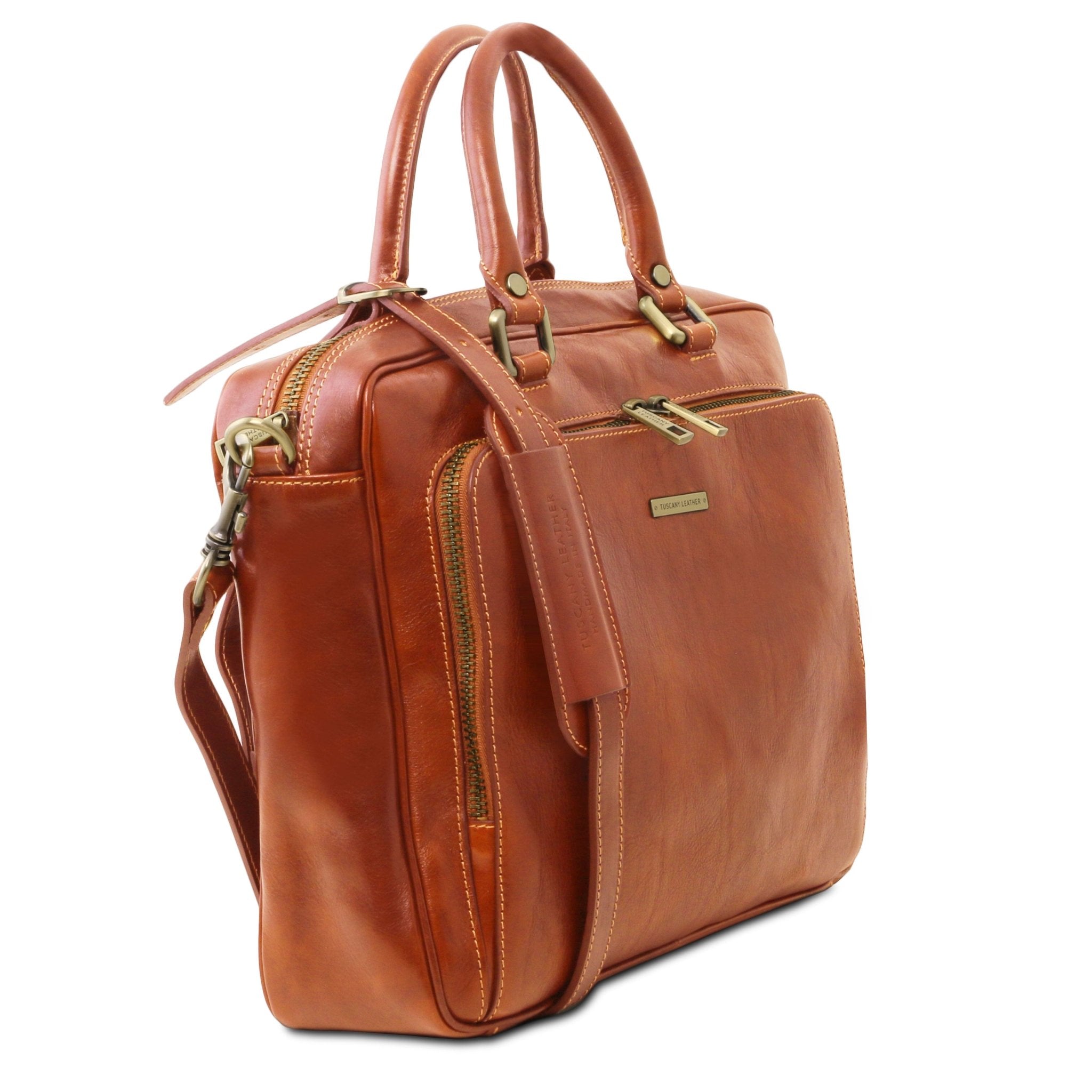 Pisa Leather Laptop Briefcase with Front Pocket - L'Atelier Global