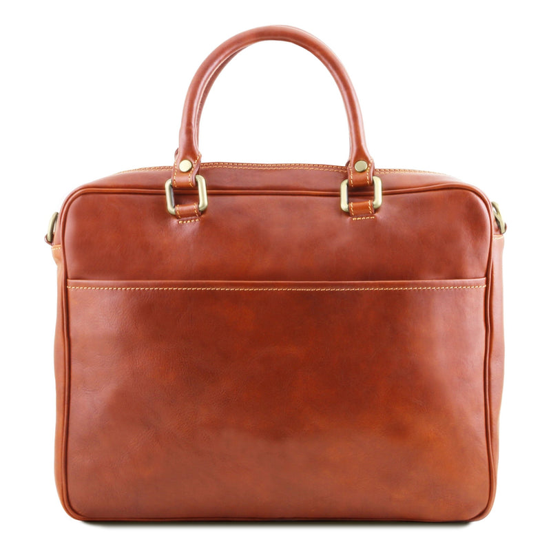 Pisa Leather Laptop Briefcase with Front Pocket - L'Atelier Global