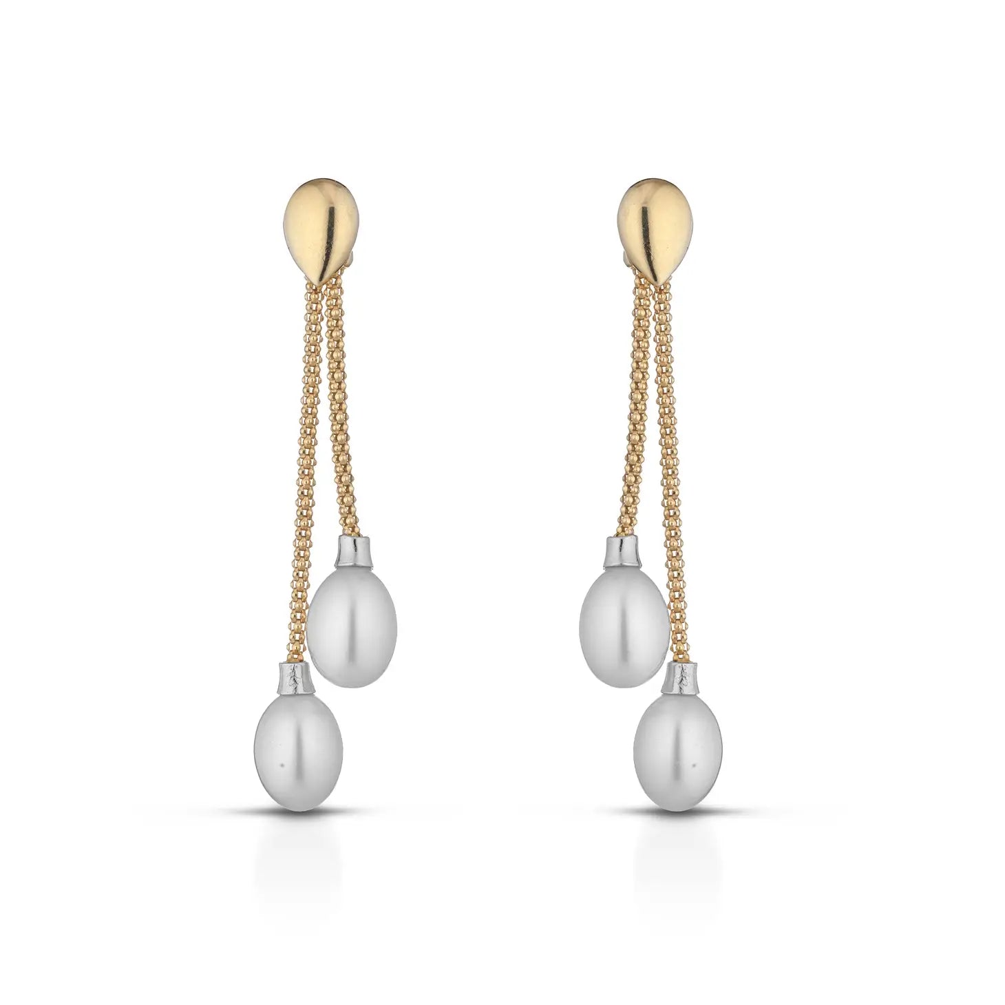 Italian Ravello Golden Pearl Drop Earrings Gold on a white background - L'Atelier Global