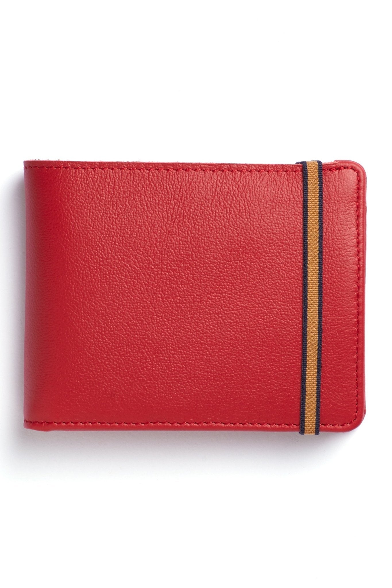 Red Minimalist Wallet With Coin Pocket and gold and black elastic closure - L'Atelier Global