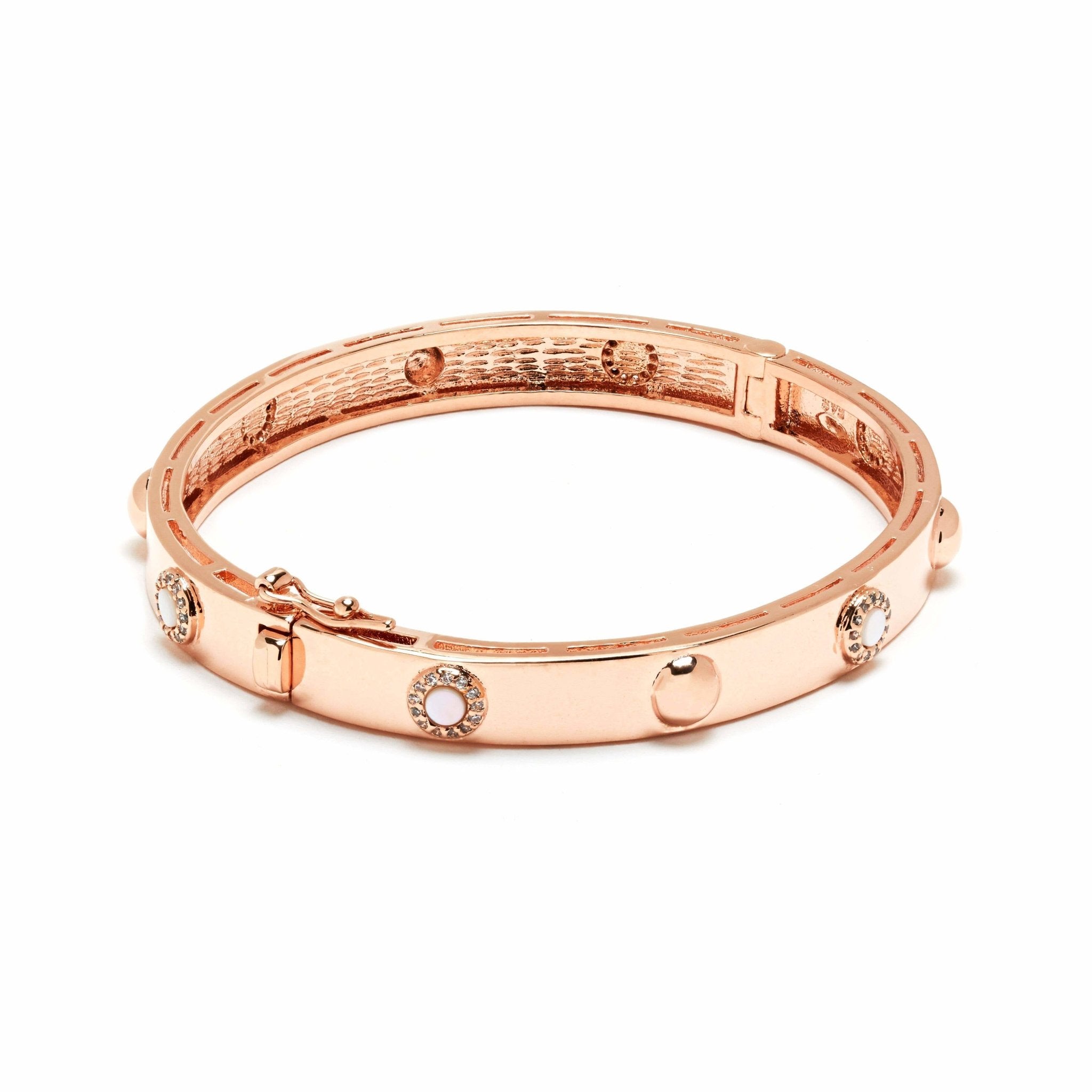 Rose Gold Dazzle Mother of Pearl Bangle on a white background- L'Atelier Global