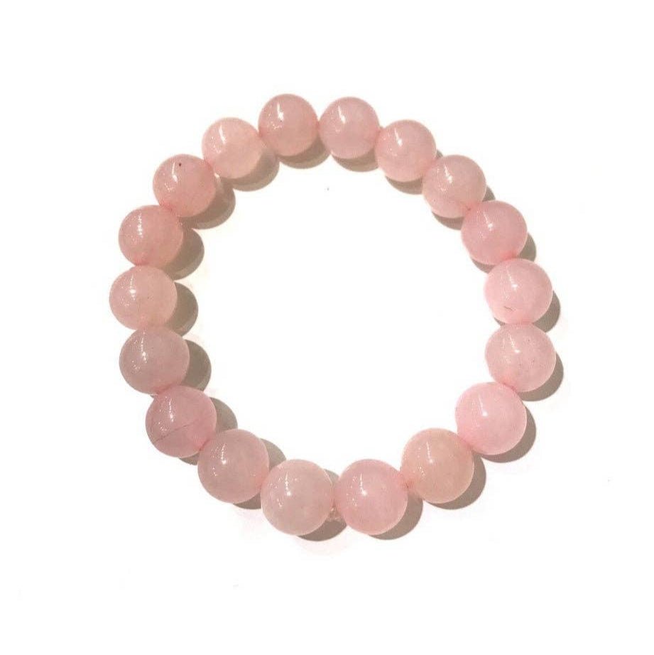 Rose Quartz Natural Gemstone Stretch Bracelets -on a white background -  L'Atelier Global