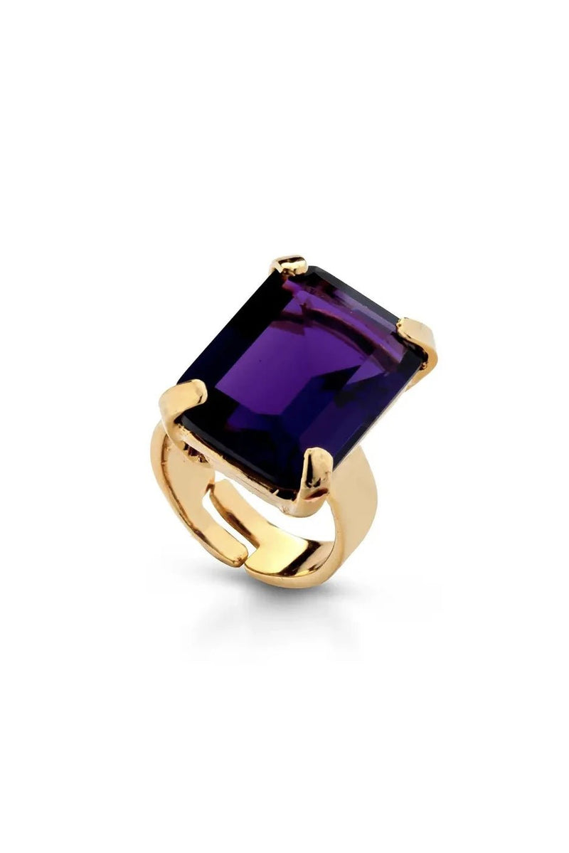 Sassari Amethyst Golden Adjustable Ring - L'Atelier Global