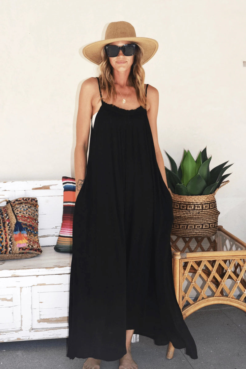Sea Side Maxi Cover Up in Black - L'Atelier Global