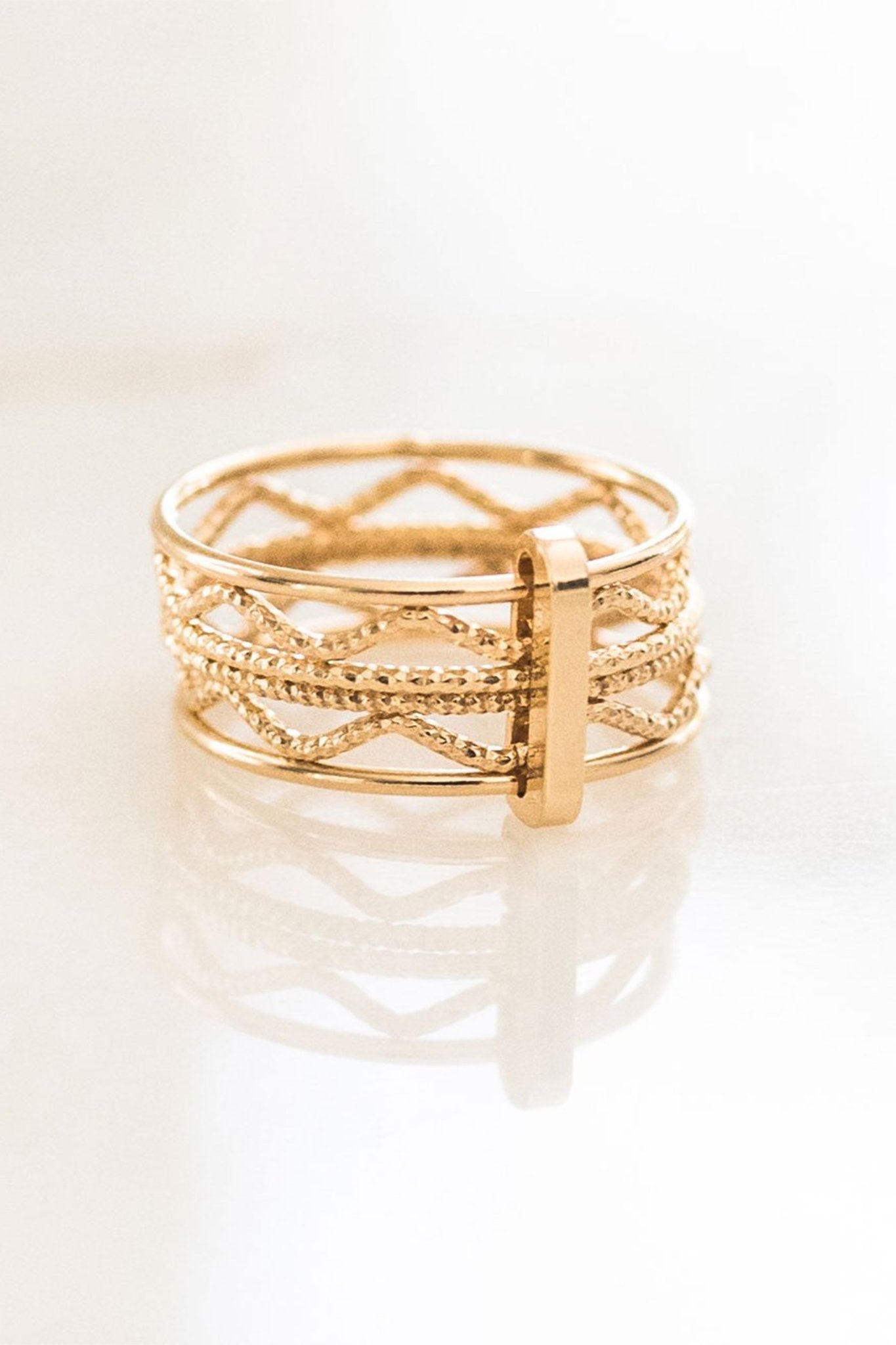 The Wave Stack Ring in gold on a white background- L'Atelier Global