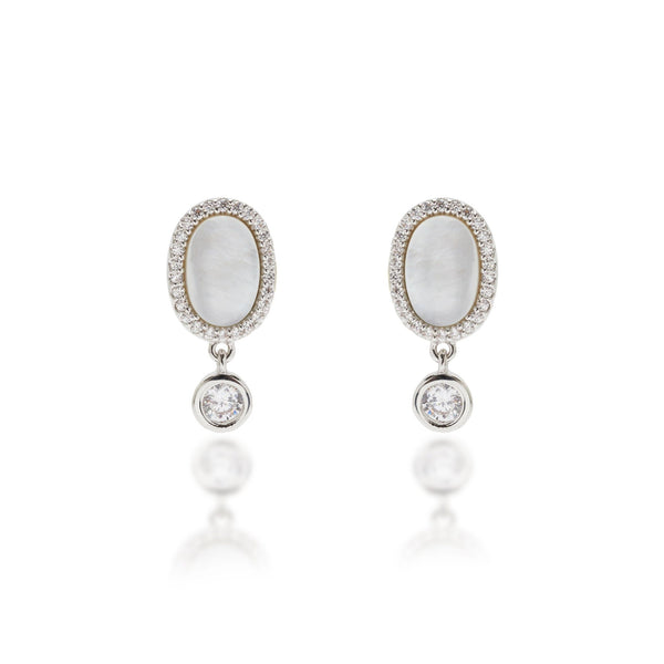 Silver and Mother of Pearl Drop Earrings - L'Atelier Global