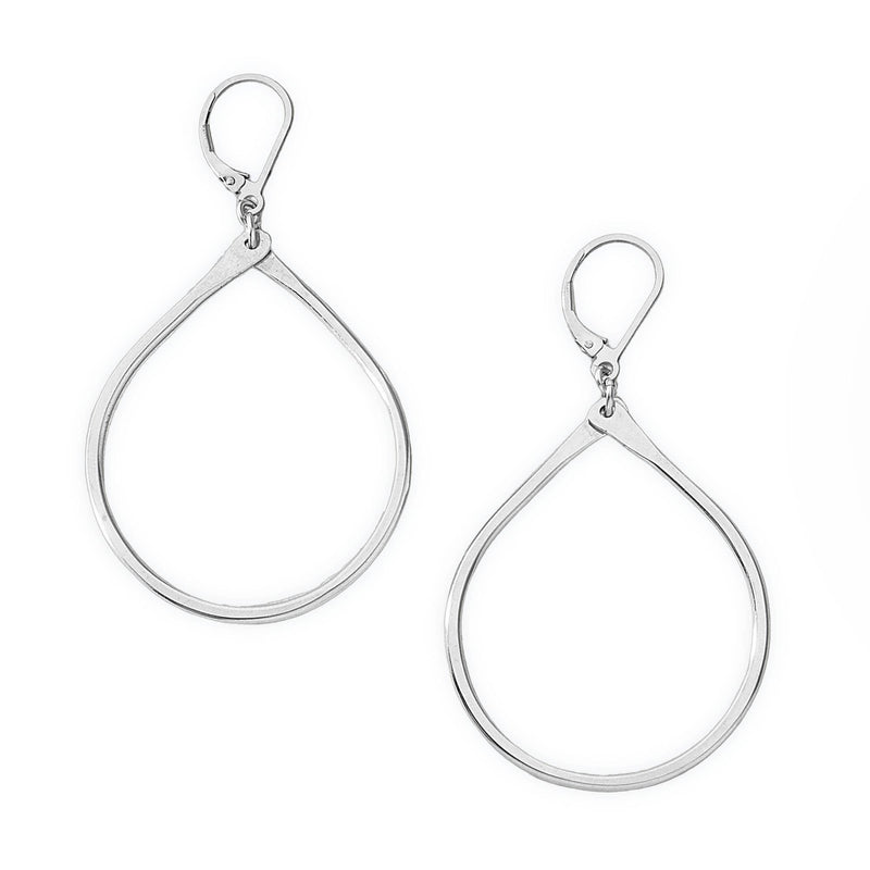 Silver Oval Hoop Statement Earrings - L'Atelier Global