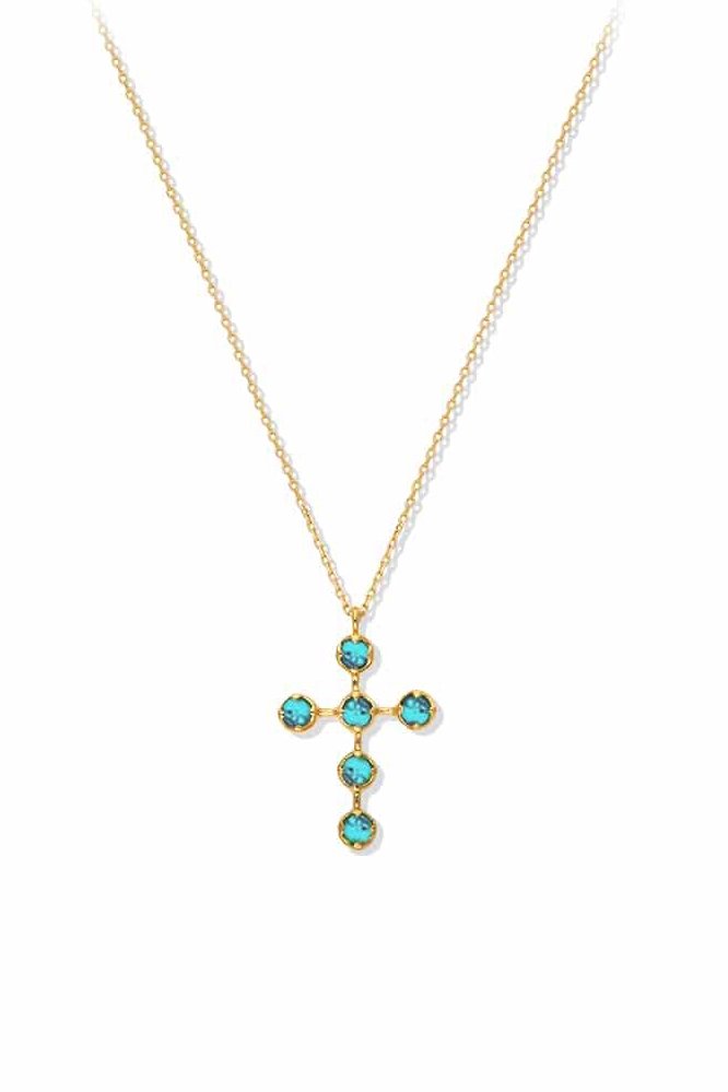 Sorrento Antique Turquoise Cross Necklace - L'Atelier Global
