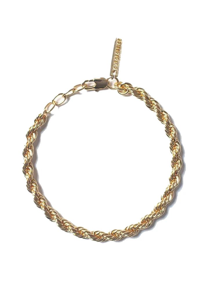 Textured 18K Yellow Gold Rope Chain Bracelet on a white background - L'Atelier Global