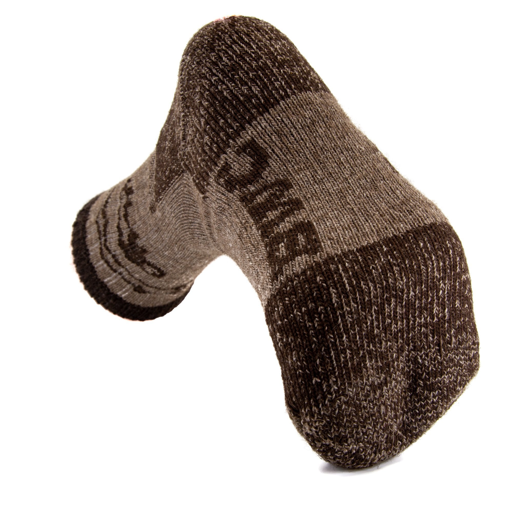 The American Bison Wool Sock in brown, showing the bottom of sock, on a white background - L'Atelier Global